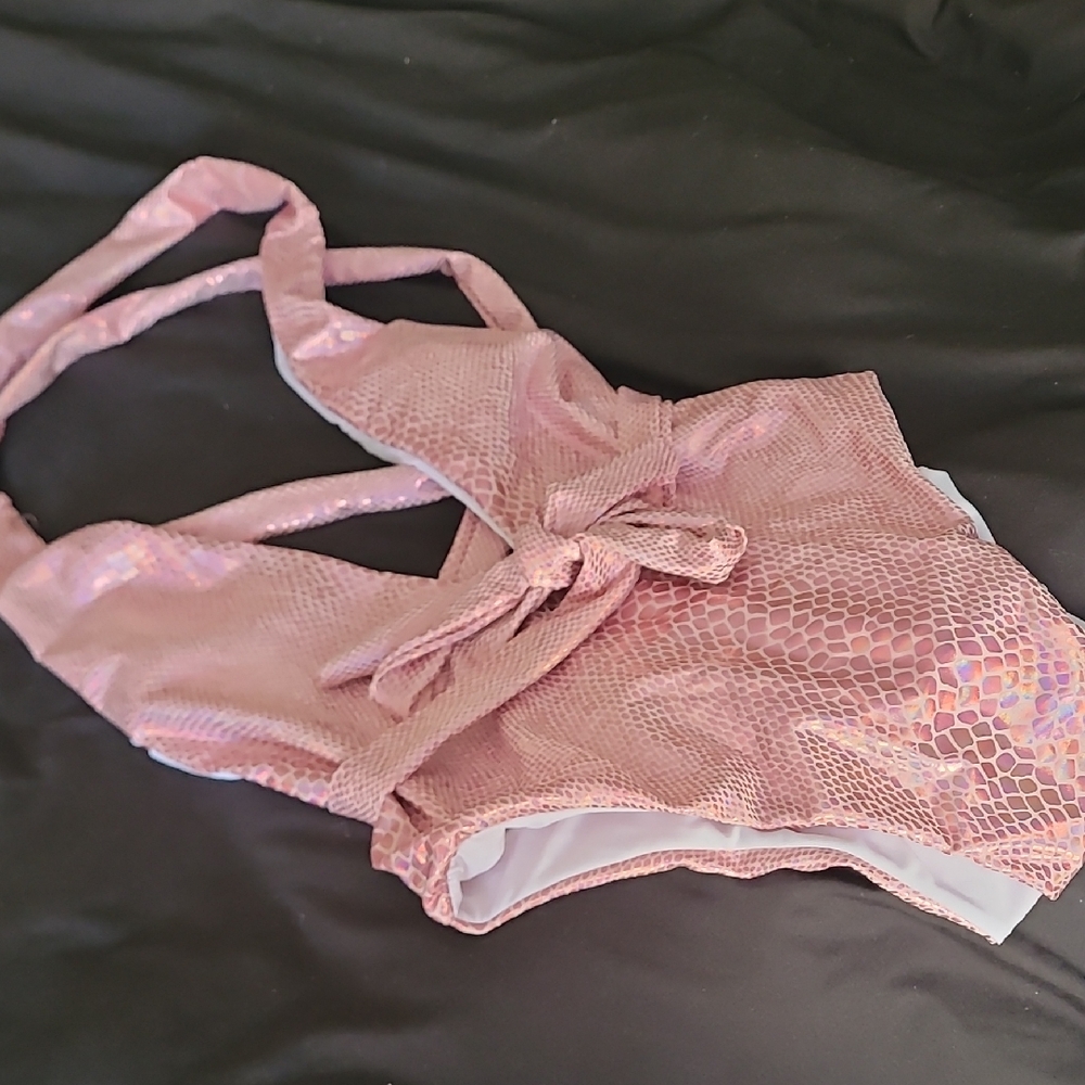 Pink Textured Swimsuit